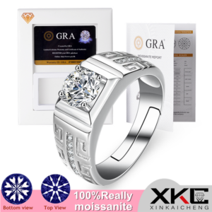 57dd712a4b08d338 Business high-end Mozambican stone one-carat diamond four-claw inlay shape of the men's ring domineering holiday gifts