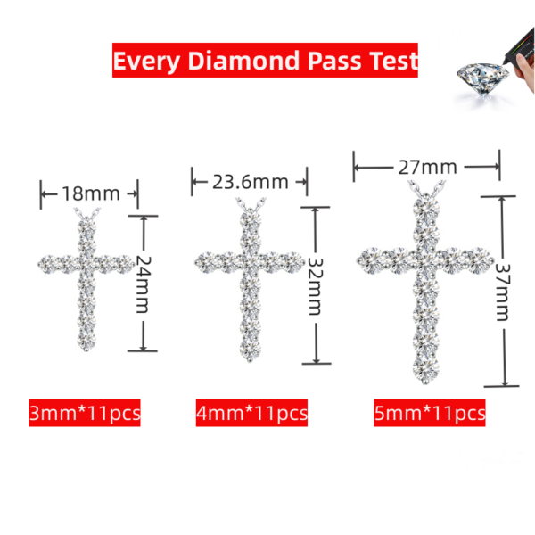 NKHOG 3/4/5mm D Color Moissanite Cross Pendants Necklace For Women Sterling Sier Christian Diamond Neck Chain Fine Jewelry