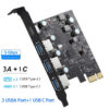 57efad1e478c958b 5Gbps 3.2 Gen1 USBC PCIE Hub USB 3.0 PCI Express Board PCI-E USB3.0 Adapter Multiplier USB3 3.1 Controller Add on Card