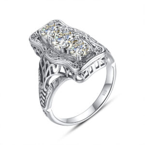 57f159bf6bbd8ec3 Szjinao Unique 3 Stone Moissanite Ring With Certficiate 100% Sterling Sier Engagement Jewelry For Women Pass Diamond Test