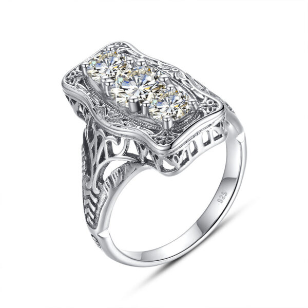 57f159bf6bbd8ec3 Szjinao Unique 3 Stone Moissanite Ring With Certficiate 100% Sterling Sier Engagement Jewelry For Women Pass Diamond Test