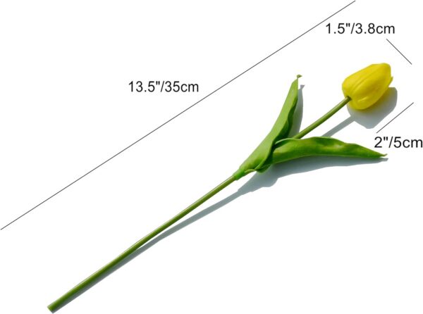 Mandy's 20pcs Yellow Artificial Tulip Silk Fake Flowers 13.5" for Mother's Day Easter Valentine’s Day Gifts in Bulk Home Kitchen Wedding Decorations
