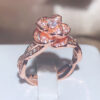 Sterling Sier InterTwined Three-Dimensional Rose White Zircon Full Diamond Ring Ladies Temperament Elegant Jewelry