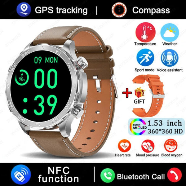 580cb380992389d0 New GPS Track Smart Watch Men AMOLED HD Screen Outdoor Sports Fitness Heart Rate NFC IP68 Waterproof Bluetooth Call Smart Watch