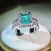 Sier New Arrival With Cotton Wool Imitation Natural Paraiba Full Diamond Ring For Women Birthday Party Jewelry Gift