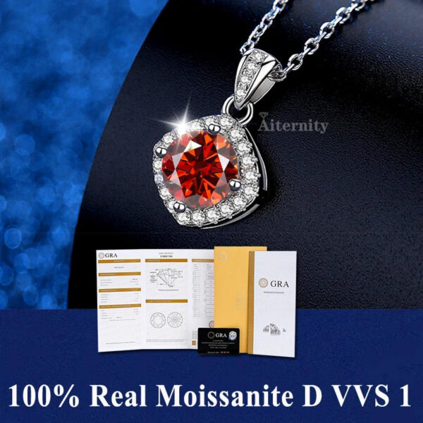 5818d49a350b4578 S925 Sterling Silver High Jewellery 100% Moissanite Pendant Necklace D Colour with GRA Certificate for Ladies' Wedding, Party