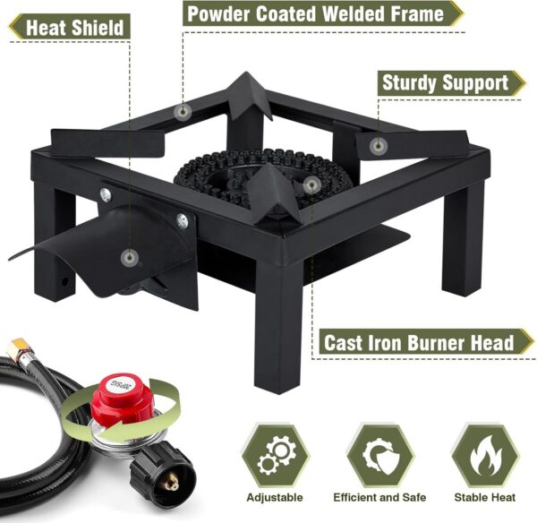 5825a295d0c3d5d7 Propane Burner,100,000 BTUs High Pressure Single Propane Stove with 4.1ft 0-20Psi Adjustable Hose with Regulator,Gas Stove for Outdoor Cooking, Turkey Fry, Seafood Boil