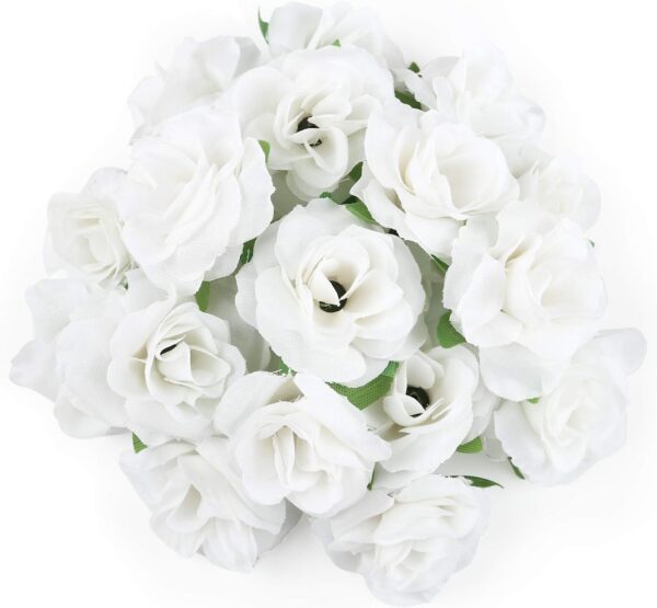Kesoto 50pcs Black Roses Artificial Flowers Bulk, 1.6 Inch Small Silk Fake Roses Flower Heads for Decoration, Crafts, Wedding Halloween Party Home Decor