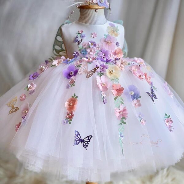 58386e76e4ddd4ca 2024 New Children‘s Princess Evening Gown Sleeveless Appliques Design Wedding Birthday Baptism Eid Party Girls Dresses A3647