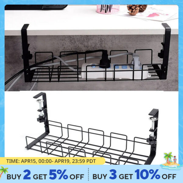 58635b8065e595d7 Under Table Rack Metal Cable Management Tray Home Office Desk Wire Organizer No Punching Kitchen Storage Accessories