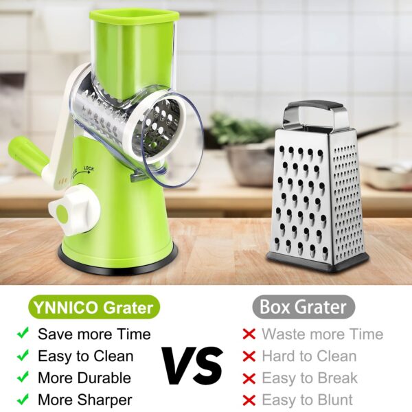 YNNICO Rotary Grater - Manual Mandoline Non-slip Suction Base, Vegetable Slicer