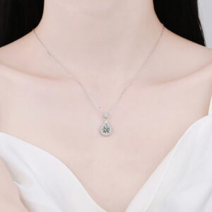 5880b954fe18b663 NeeTim 2CT Moissanite Pendant For Women Diamond Necklace Sterling Sliver Plated White Gold Wedding Fine Jewelry for Girl