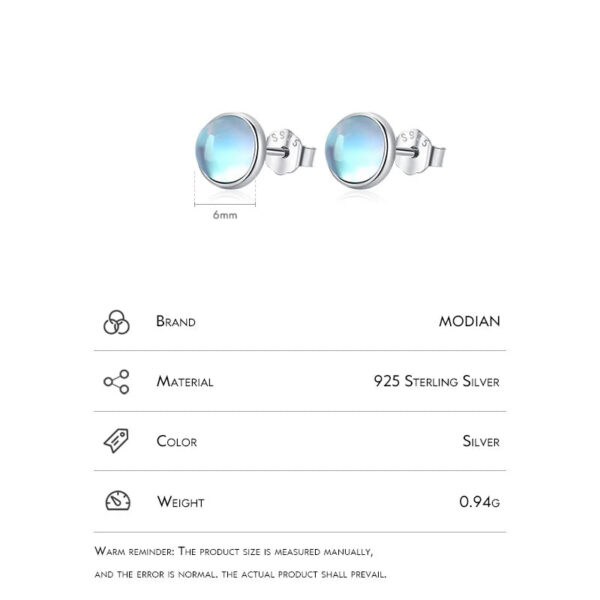 5892d6e588f008e1 Modian 925 Sterling Silver Round Exquisite Moonstone 4 5 6 MM Stud Earrings Platinum Plated Charm Ear Studs For Women Jewelry