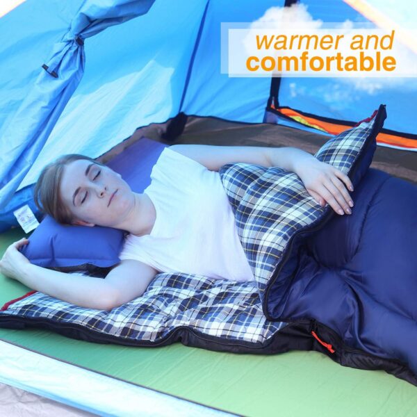 REDCAMP Cotton Flannel Sleeping Bags for Camping, 3-Season Warm and Comfortable Adult Sleeping Bag, Envelope with 2/3/4lbs Filling