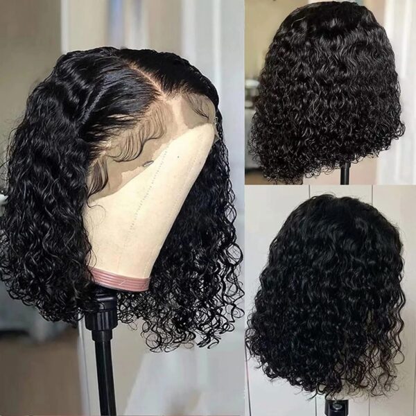 5895544cd64a7dc7 Deep Wave 180% Density Pre-Plucked Side Part Short Bob 13*4 Lace Frontal Brazilian Virgin Human Hair Wigs For Black Woman