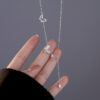 58beaf0fc8cb4b3f Sterling Sier Hollowed Out Diamond Butterfly Tassel Necklace For Women's Personalized Collarbone Chain Wedding Jewelry
