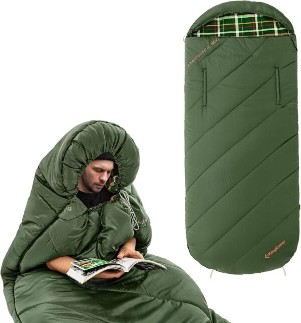 58c4471bb531e023 KingCamp XXL Sleeping Bag for Adults 3-4 Season Large Wide Flannel Liner Single Warm Waterproof Lightweight for Camping Hiking Backpacking Outdoor with Compression Sack