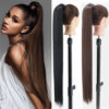 58e46c1c0f08cc32 34inches Synthetic Ponytail Hair Extension Clip in Fake Wig Hairpiece Blonde Wrap Around Pigtail Long Smooth Overhead Pony Tail