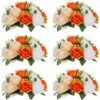 5909f89a8dd414ac NUPTIO Artificial Flower Centrepieces for Tables - 6 Pcs Crimson & White Fake Flowers Roses Balls 9.5in Diameter - Silk Faux Rose Arrangement for Wedding Party Centerpiece Table Decorations