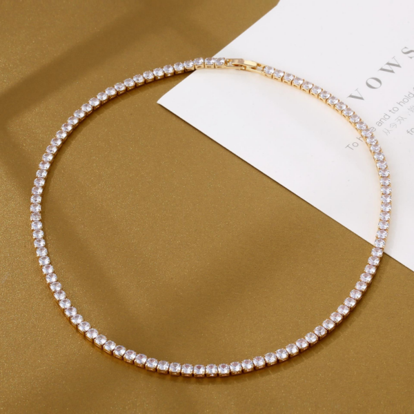 590ef73386dbec37 Trendy 4mm Lab Zircon Necklace White Gold Filled Party Wedding Necklaces For Women Bridal Tennis Chocker Jewelry Gift