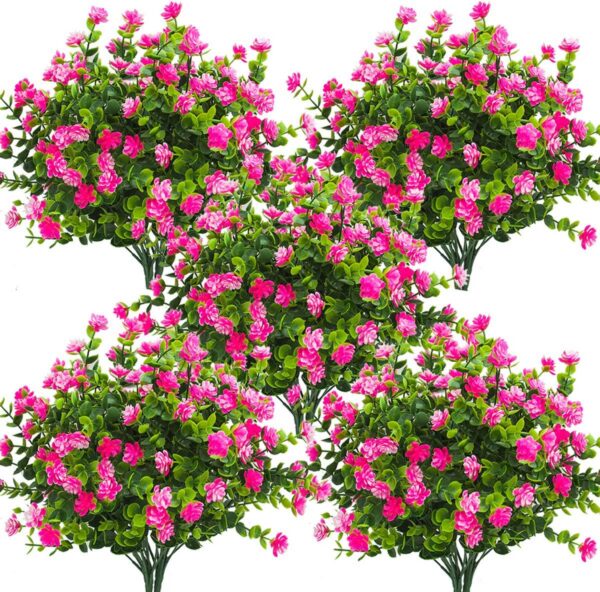 5918406c0d4025e2 Grunyia Artificial Flowers Outdoor UV Resistant Fake Plants Indoor Outside Hanging Planter Home Garden Decor, 10 Bundles (Pink)