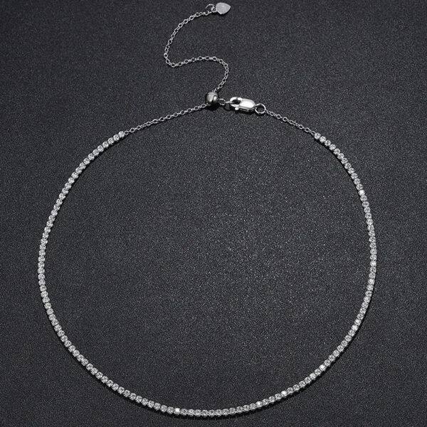59193088c94dccbb 2mm Moissanite Tennis Necklace For Women S925 Silver Plated 18K Gold Sparking Rhinestone Choker Chain Wedding Jewelry Adjustable