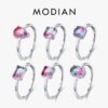 591f65bc0bd9c3bb Modian Fashion Cocktail Color Ring Pure 925 Sterling Silver 6 Shape Geometric Tourmaline Finger Rings for Women Fine Jewelry