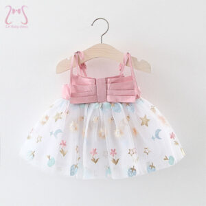 592f9684ed2a891f Summer Baby Girl Sling Mesh Dress Toddler Birthday Party Princess Flower Children Clothes 0 To 3 Years Old Wedding Kids Costume