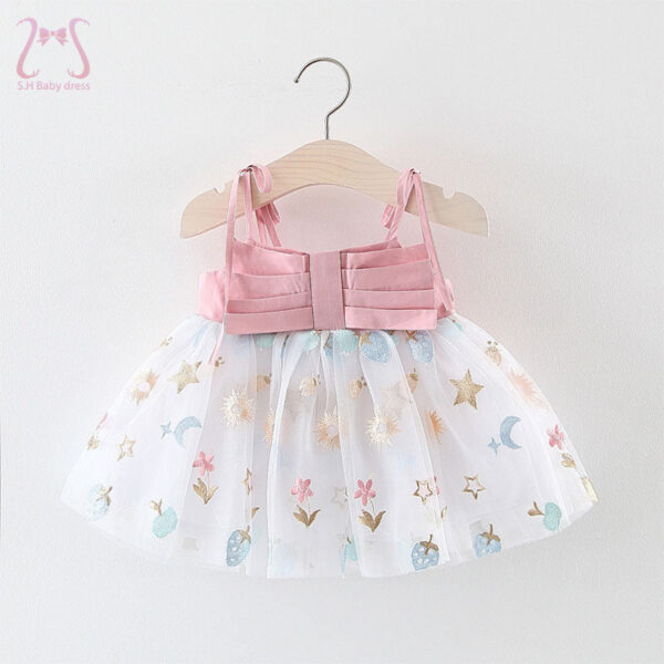 Summer Baby Girl Sling Mesh Dress Toddler Birthday Party Princess Flower Children Clothes 0 To 3 Years Old Wedding Kids Costume