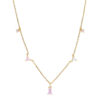 CANNER Sterling Sier Romantic Pink White CZ Pendant Necklace For Women Jewelry Fancy Diamond Chain Choker Necklaces Bijoux