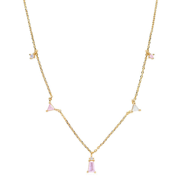 CANNER Sterling Sier Romantic Pink White CZ Pendant Necklace For Women Jewelry Fancy Diamond Chain Choker Necklaces Bijoux