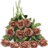 Artificial Rose Flower Dusty Rose Flower Silk Flowers 12 pcs with Long Stem Silk Roses Bouquet for Wedding Bridal Shower Party Home Decoration