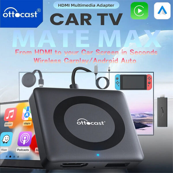 5955c8881b72025f OTTOCAST Car TV Mate Wired to Wireless CarPlay Adapter Android Auto HDMI Multimedia Video Converter for TV Sticks Game Box Phone