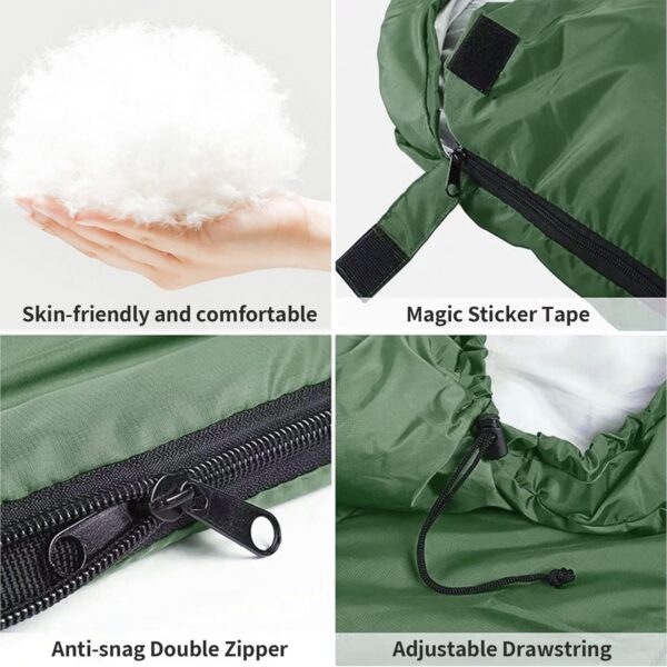 Sleeping Bag With Hood, 3 Season Waterproof Warm Lightweight Rectangular Envelope Camping Sleeping Bag for Adults Camping, Hiking, Backpacking, Traveling, Outdoor & Indoor Activities