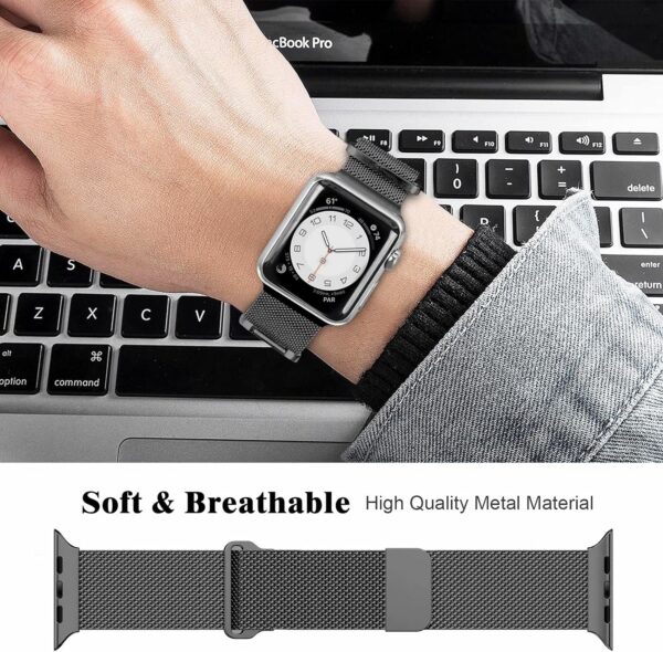Geoumy Metal Magnetic Bands Compatible for Apple Watch Band 38mm with Case, Stainless Steel Milanese Mesh Loop Replacement Strap Compatible with iWatch Series 8/7/6/5/4/3/2/1 SE Women Men, Rose Gold