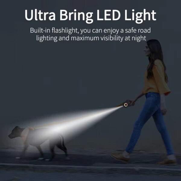 597303c94da83696 5M Automatic Retractable Dog Leash with Led Flashlight Durable Nylon Lead for Pet Dogs Adjustable Walking Running Rope