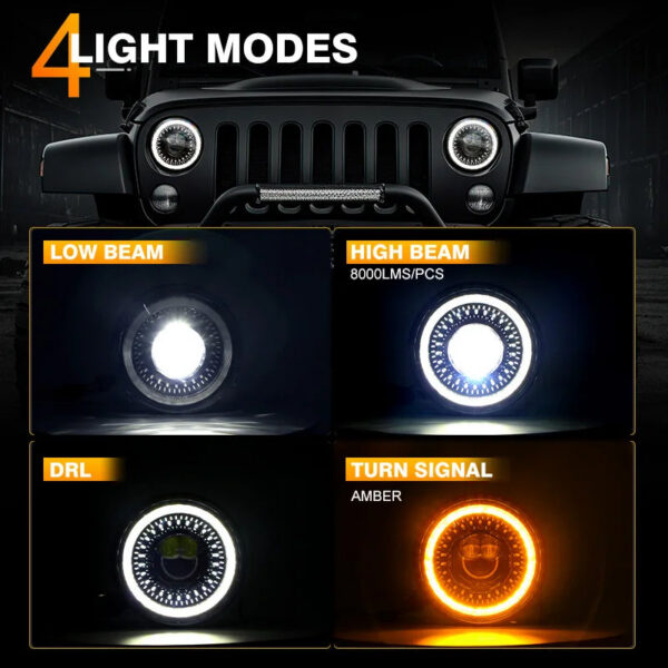 597e5cdd1e850077 7" Car Led Headlight For Lada Niva 4x4 7inch H4 Led Headlights Angel Eyes For Jeep Wrangler OffRoad 4x4 Suzuki Samurai Toyota
