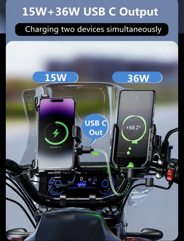 59a0fdd5dd63516f Motorcycle Phone Holder Wireless Charger Motorbike Moto Mirror Mobile Stand Support USB Fast Charging Cellphone Handlebar Mount