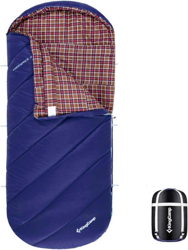 59ad45f3dbd208ec KingCamp Sleeping Bag for Adults, Cold Weather & Warm Extra Wide Big & Tall XL Portable Waterproof Flannel Sleeping Bags, Essentials Gear Accessories for Camping Backpacking Hiking Indoor & Outdoor