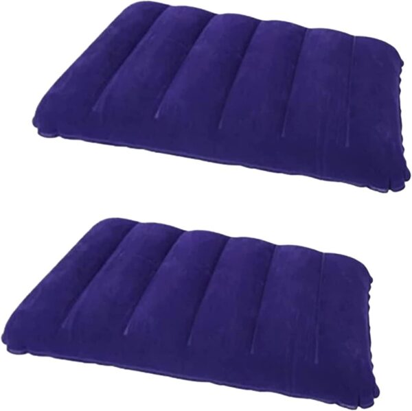 2 Pack Ultralight Inflatable Camping Pillow Squared Flocked Fabric Air Pillow for Hiking,Traveling,Napping,Desk Rest,Beach Neck Lumbar Support