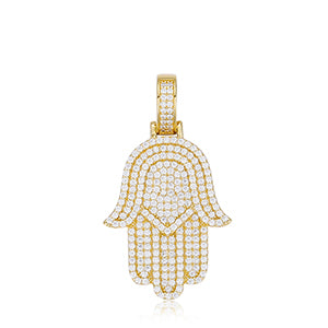 New Moissanite Iced Out Bling Hamsa Hands Pendants Necklaces S Sier Charm For Men Women Hip Hop Jewelry Passed Diamond Test