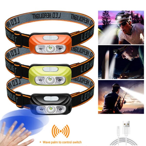 Mini Rechargeable Powerful Sensor Headlamp Fishing Camping USB Flashlight COB LED Head Light Torch Headlights Front Lantern