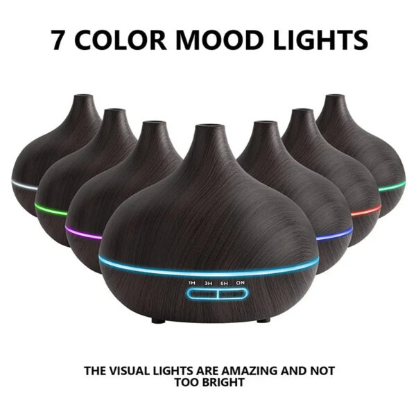 59dbcce0d08f8e2e 550ml Wood Color USB Aroma Diffuser, Essential Oil Diffuser with 7 Color LED Lights & Remote Control, USB Powered Air Humidifier