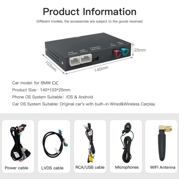 Wireless CarPlay Android For BMW NBT CIC System 1 2 3 4 5 Series X1 X3 X4 X5 F20 F21 F30 F31 F34 F10 F48 F25 F26 F15 F60 F10 E84