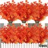 RECUTMS 12 Bundles Artificial Outdoor Plants, Artificial Greenery for Flower Arrangements Shrubs UV Resistant Faux Plastic Plants Spring Decorations for Home Front Porch Decor(White)