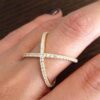 5a07c73899d9d694 Handmade S Sier Criss X Cross Rings, thin AAAAA Zircon rings,women wedding Micro Pave Ring