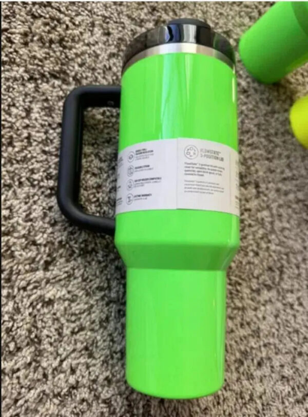 Neon Yellow Electric Pink 40oz Tumblers With Handle Insulated Tumbler Lids Straw Cup Water Bottles 1:1 Copy H2.0 Stainless Steel Mugs