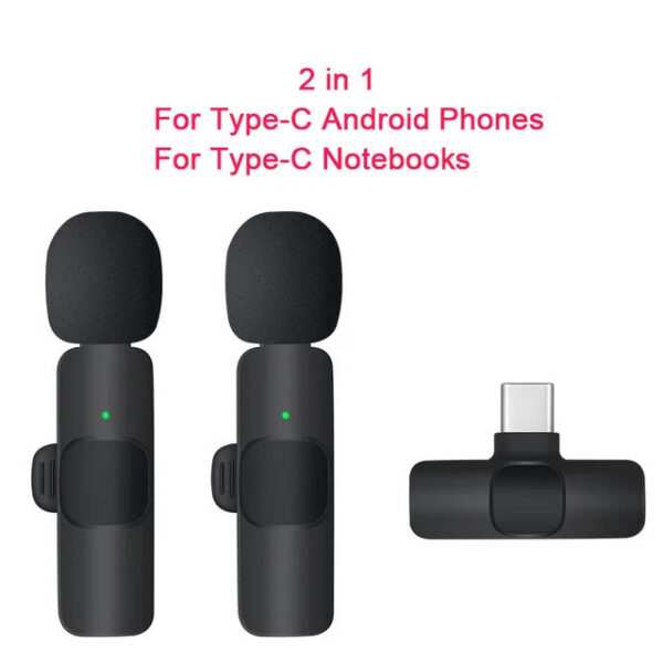 Mini Portable Wireless Tie Microphone Lavalier Mic For Iphone Android MobilePhone Interview Recording Live Vlog Broadcast Gaming