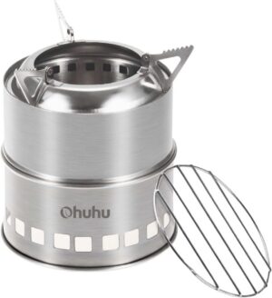 5a12eb370937c811 Ohuhu Rocket Stainless Steel Lightweight Camping Stove - Wood Alcohol Portable Outdoor Cooking Picnic BBQ Hiking with Mesh Bag