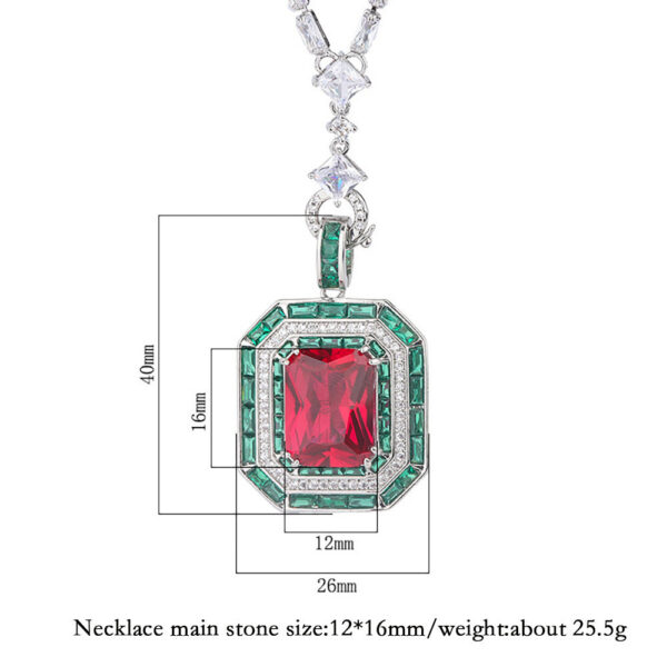 5a1bc531cf44490a Charms Vintage 12*16mm Emerald Ruby Pendant Chain Necklaces for Women Gemstone Lab Diamond tail Party Fine Jewelry Lady Gift